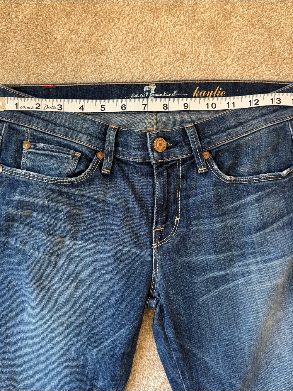 7 For All Mankind Dark Blue Bootcut Jeans with Studded Back Pockets - Picture 7 of 9